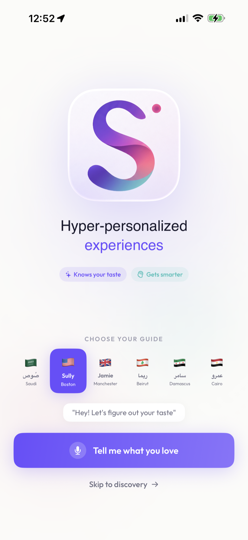 Sauce onboarding in English: your dining life, already understood